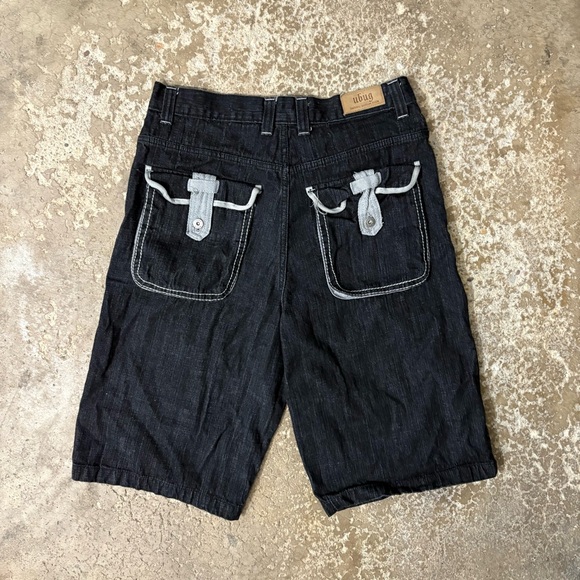 Y2K Baggy Long black UBUG Jean shorts Size 36 14 Inch Inseam Grunge Skater 2000s - Picture 1 of 9